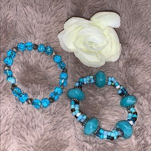 Two Blue Beaded Bracelets